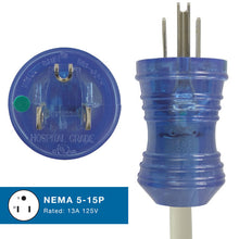 13 Amp 5-15P to NEMA 5-15R Green Dot Extendable Coiled Hospital-Grade Power Strip, Triple Tap (16 AWG)