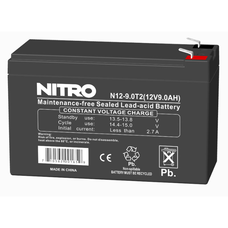 NITRO 12.0V 9.0AH SLA Battery, F2 Terminal