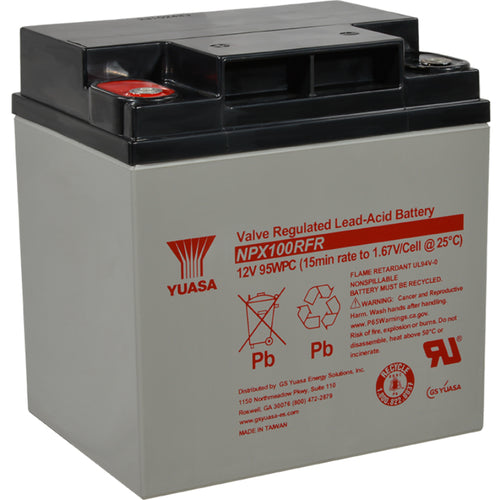 Yuasa 12.0V 26.2AH (95.8 Watts per cell) High Rate SLA Battery (NPX100R-FR)