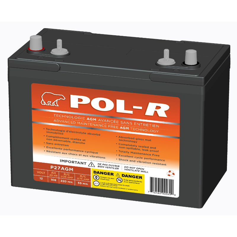 POL-R 12V 95AH Deep Cycle AGM Battery (BCI 27)
