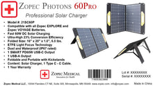 Zopec PHOTONS 60W PRO SMART Portable Solar Charger for Explore Mini, 4000, 5500, 5700, 8000, 8200 and Zopec Voyage Batteries