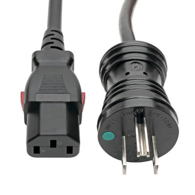 10 Amp NEMA 5-15P to Locking IEC C13 Green Dot Hospital-Grade Power Cord (18 AWG) - TrippLite Series