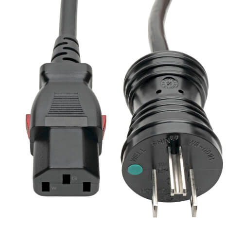 10 Amp NEMA 5-15P to Locking IEC C13 Green Dot Hospital-Grade Power Cord (18 AWG) - TrippLite Series