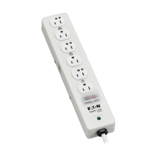 Tripp Lite series Hospital-Grade Surge Protector with 6 Hospital-Grade Outlets, 10 ft. (3.05 m) Cord, 1050 Joules, UL 1363, Not for Patient-Care Rooms