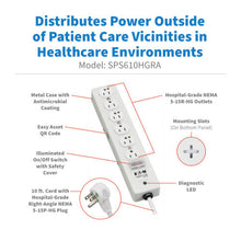 Tripp Lite series Hospital-Grade Surge Protector with 6 Hospital-Grade Outlets, 10 ft. (3.05 m) Cord, 1050 Joules, UL 1363, Not for Patient-Care Rooms