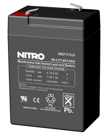 NITRO 6.0V 5.5AH SLA Battery (replaces Panasonic LC-R064R5P and others)