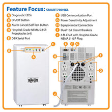 Tripp Lite SmartPro 120V 700VA 450W Medical-Grade Line-Interactive Tower UPS with 4 Outlets, Full Isolation, USB, Lithium Battery